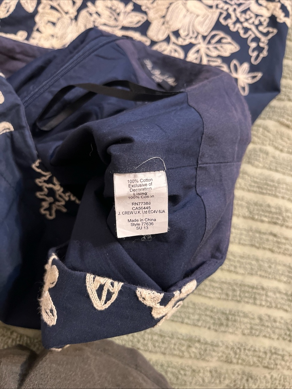 J. Crew Navy Blue Pencil Skirt with ivory Floral Embroidery - Picture 7 of 7